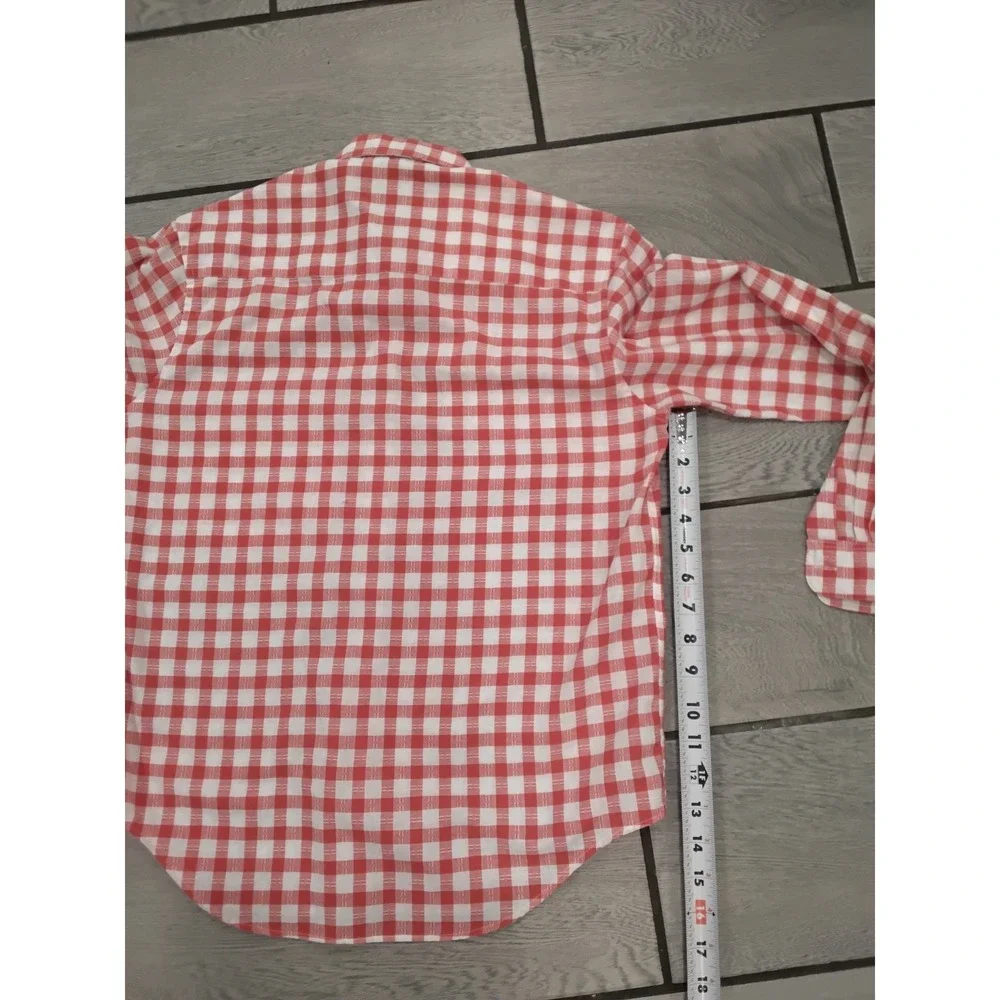John Henry Kids Boys Red White Gingham Check Button Down Shirt Long Sleeve-6